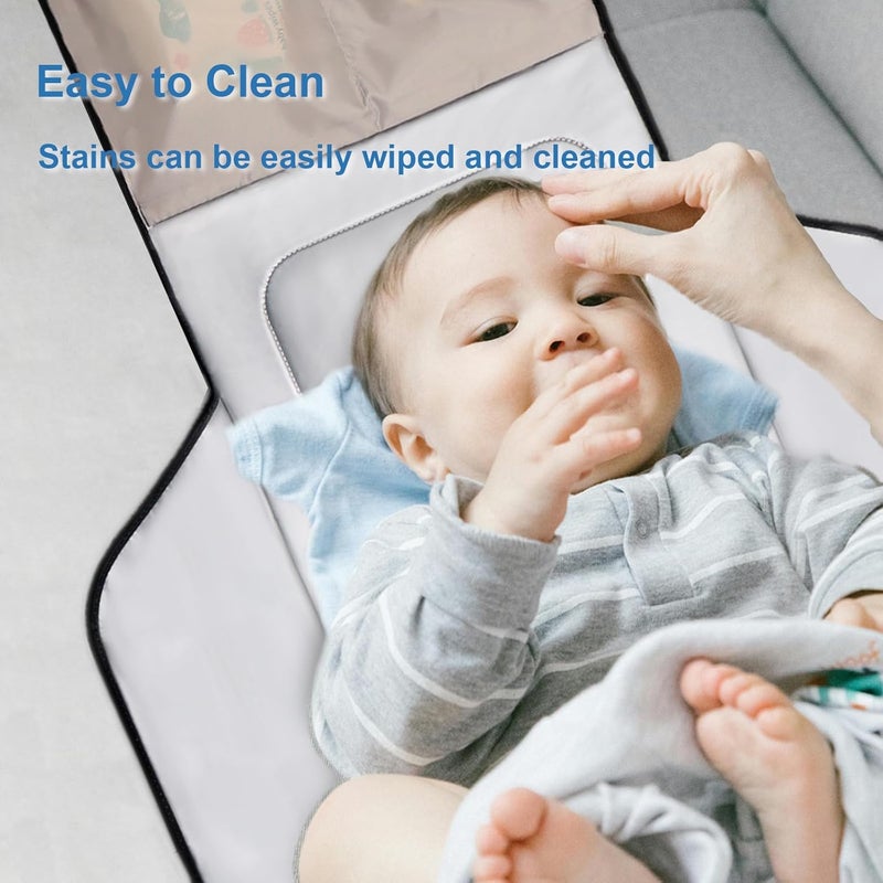 outtip 31" X 24.2" Extra Long Large Lightweight Toddler Diaper Changing Pad Travel, Cute Design 1-36 Month Infant Foldable Baby Changing Mat Wipeable, Changing Pad Portable for Station, Car, Stroller - Image 4